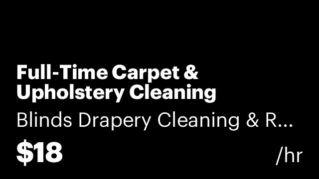 Full-Time Carpet & Upholstery Cleaning Technician ($18/hr, Brooklyn)