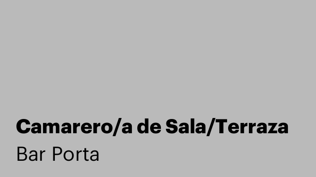 Camarero/a de Sala/Terraza