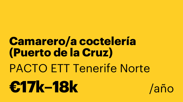 Camarero/a coctelería (Puerto de la Cruz)