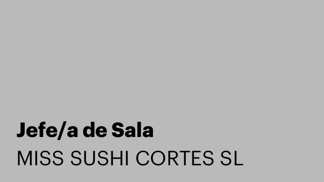 Jefe/a de Sala