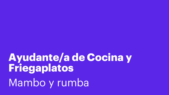 Ayudante/a de Cocina y Friegaplatos