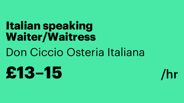 Italian speaking Waiter/Waitress