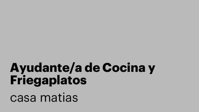 Ayudante/a de Cocina y Friegaplatos