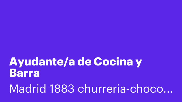 Ayudante/a de Cocina y Barra