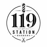 119 at station barbers logo