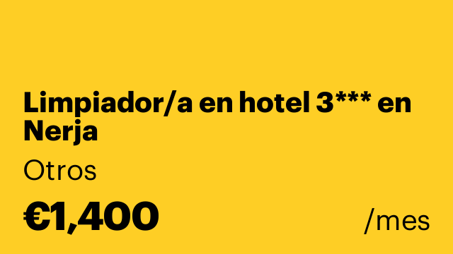 Limpiador/a en hotel 3*** en Nerja