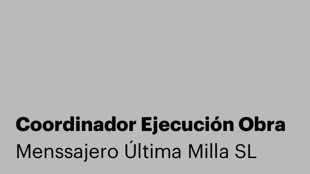 Coordinador Ejecución Obra