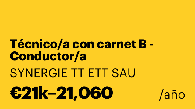 Técnico/a con carnet B - Conductor/a