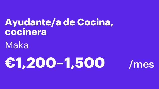 Ayudante/a de Cocina, cocinera