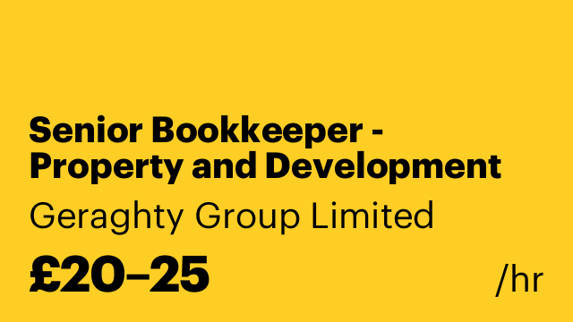 Senior Bookkeeper - Property and Development (Part-Time)