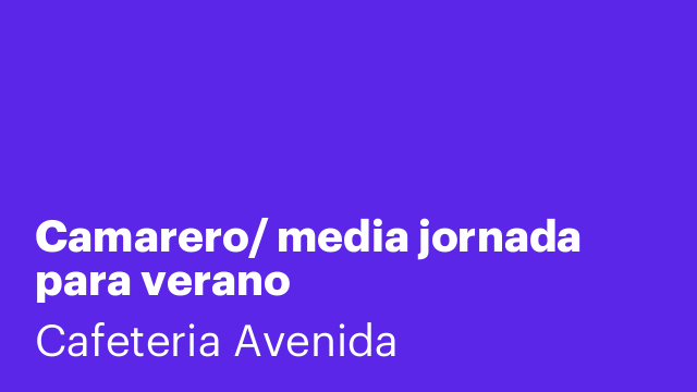 Camarero/ media jornada para verano