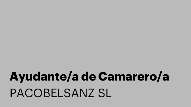 Ayudante/a de Camarero/a