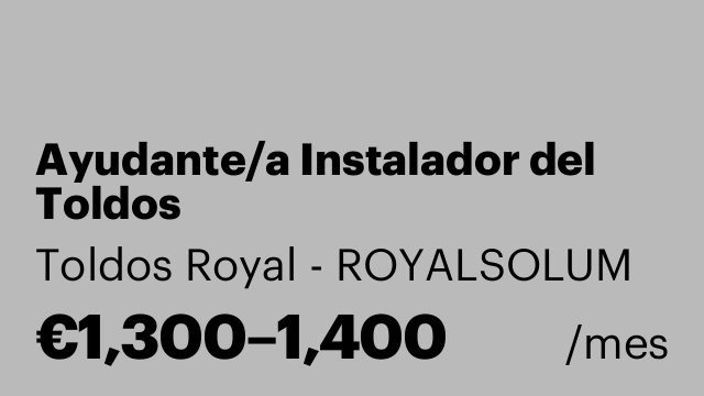 Ayudante/a Instalador del Toldos