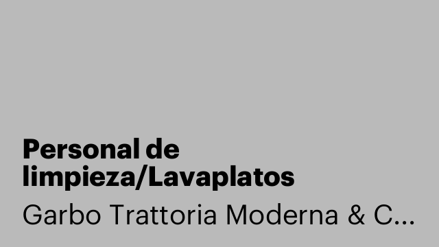 Personal de limpieza/Lavaplatos