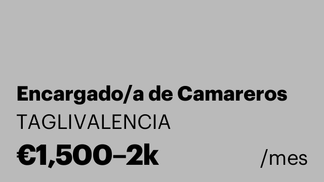 Encargado/a de Camareros
