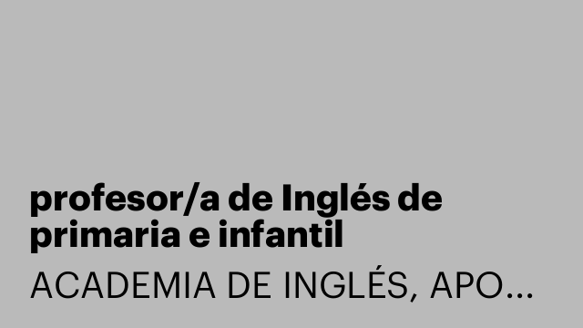 profesor/a de Inglés de primaria e infantil