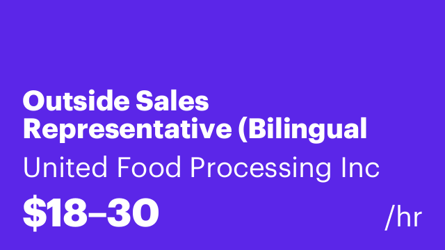 Outside Sales Representative (Bilingual English & Spanish)