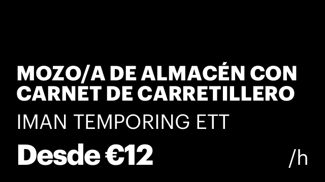 MOZO/A DE ALMACÉN CON CARNET DE CARRETILLERO