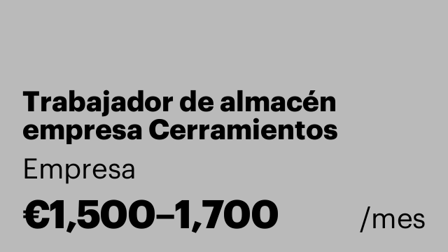 Trabajador de almacén empresa Cerramientos