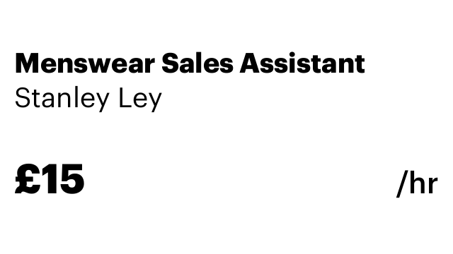 Menswear Sales Assistant