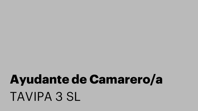 Ayudante de Camarero/a