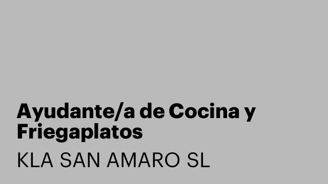 Ayudante/a de Cocina y Friegaplatos