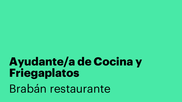 Ayudante/a de Cocina y Friegaplatos