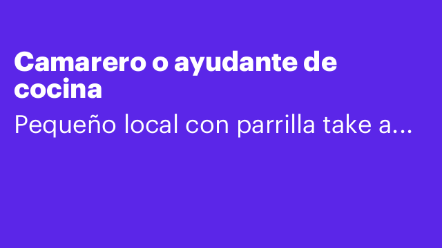 Camarero o ayudante de cocina