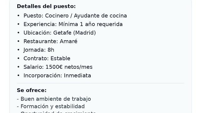 Ayudante/a de Cocina