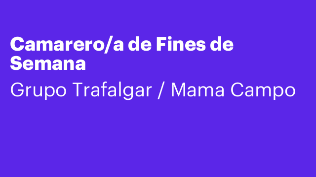 Camarero/a de Fines de Semana