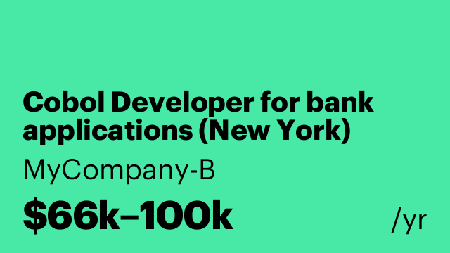 Cobol Developer for bank applications (New York)