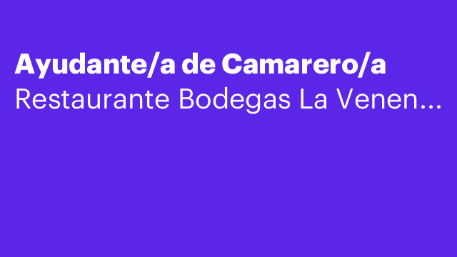 Ayudante/a de Camarero/a