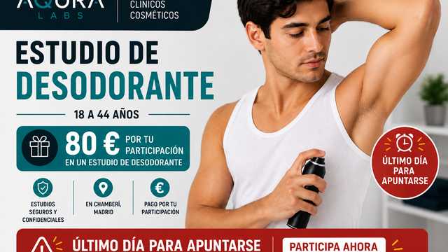 Estudio Desodorantes remunarado ULTIMO DIA para apuntarte