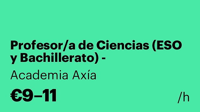 Profesor/a de Ciencias (ESO y Bachillerato) - Incorporación Inmediata