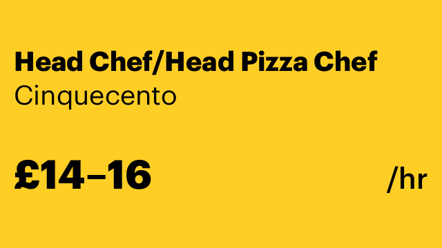Head Chef/Head Pizza Chef