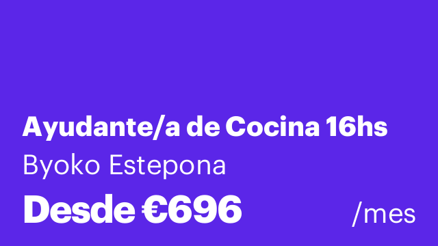 Ayudante/a de Cocina 16hs