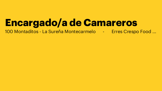 Encargado/a de Camareros