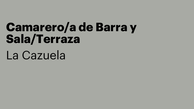 Camarero/a de Barra y Sala/Terraza