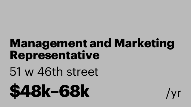 Management and Marketing Representative