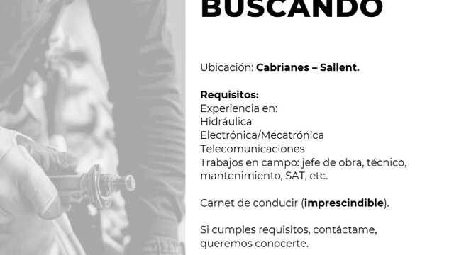 Técnico Mantenimiento - Lunes a Viernes - Sallent