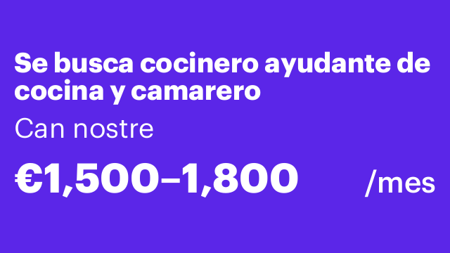 Se busca cocinero ayudante de cocina y camarero