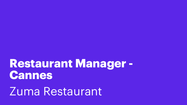 Restaurant Manager - Cannes