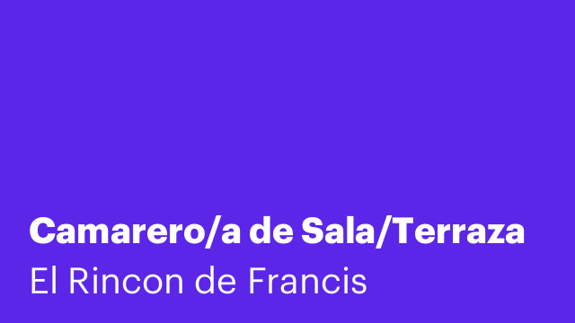 Camarero/a de Sala/Terraza