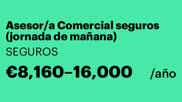 Asesor/a Comercial seguros (jornada de mañana)