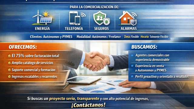 Comercial B2B: Reparto de comisión al 75% fijo para el Agente