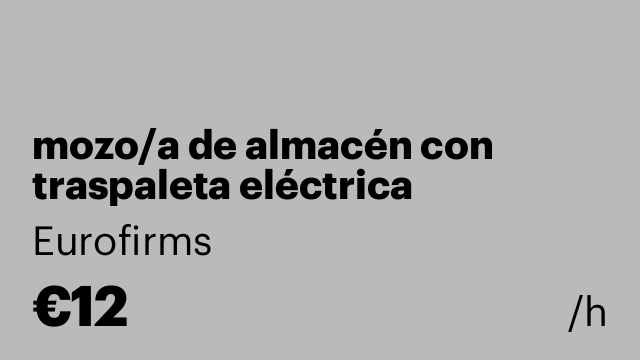 mozo/a de almacén con traspaleta eléctrica