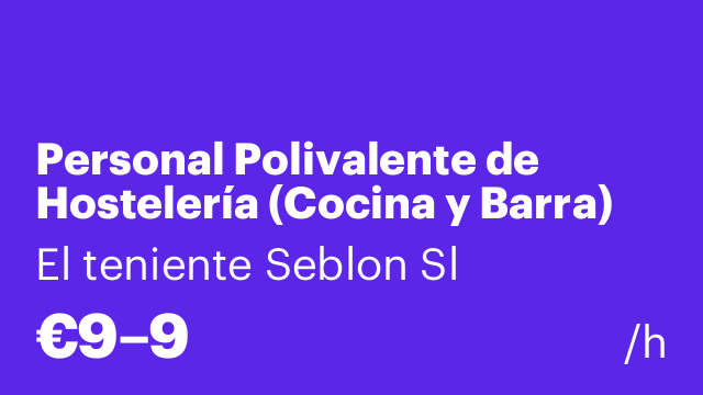 Personal Polivalente de Hostelería (Cocina y Barra)