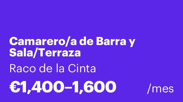Camarero/a de Barra y Sala/Terraza