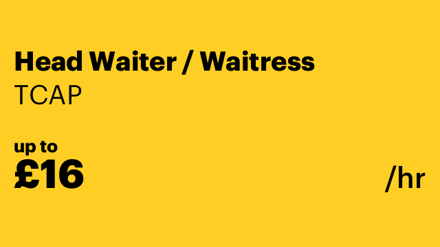 Head Waiter / Waitress