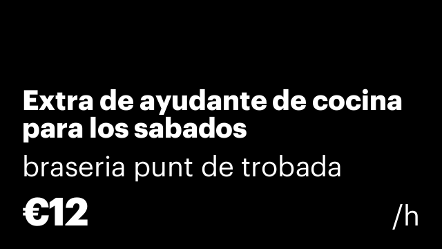 Extra de ayudante de cocina para los sabados